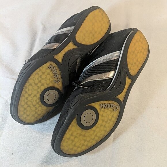 Coach Jayme Black Sneakers Shoes Q582 Womens US 8.5 Black Silver Monogram Tennis - Picture 12 of 12